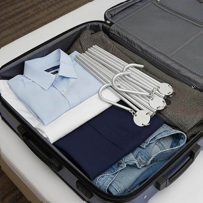 Travel Hangers Foldable Aluminum 3 Pack – Light and Portable Suitcase Clothes Hangers, Heavy Duty Folding Design for Cruise, Hotel, RV, Camping, Space-Saving Drying Rack Accessories