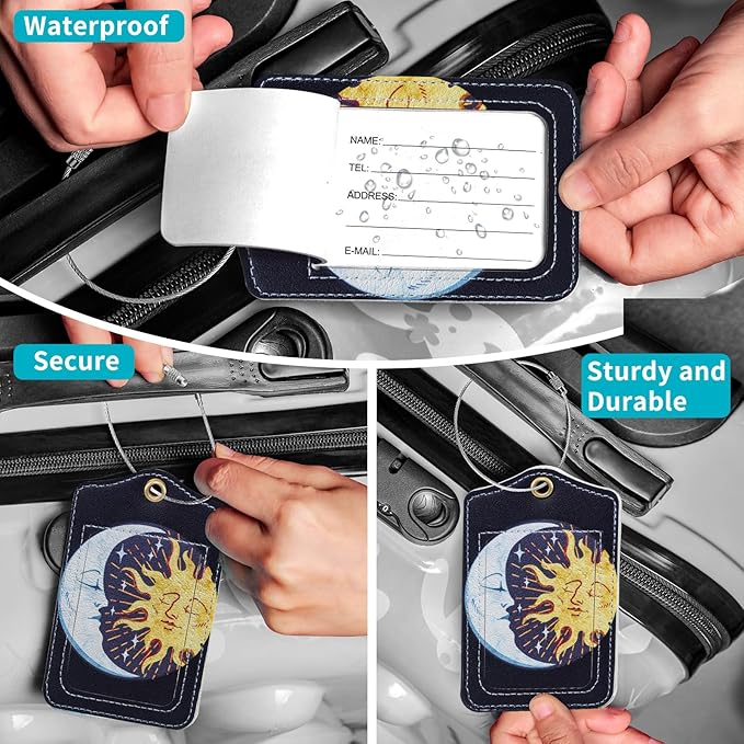 Fishent Luggage Tag, 3 Pack Travel Cruise Luggage Tags for Suitcases, Cute Suitcase Tags Identifiers Bag Tags with Privacy Flap, Baggage Name Tag for Women Men Luggage Backpack Handbag School Bag