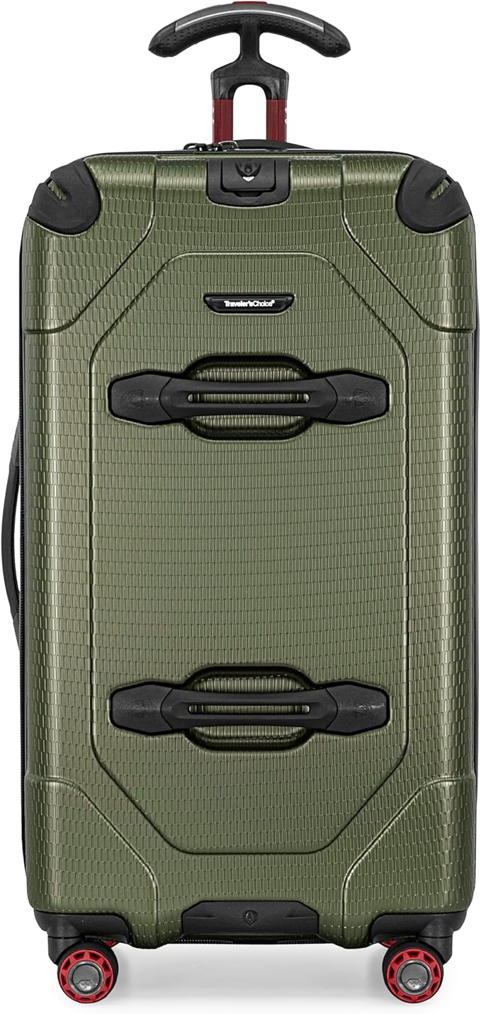 Traveler's Choice Maxporter II Polycarbonate Hardside Trunk with Spinner Wheels, Green, 28-Inch Medium Trunk