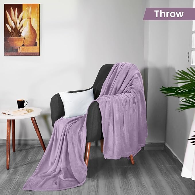 Utopia Bedding Fleece Blanket Throw Size Lilac 300GSM Luxury Anti-Static Fuzzy Soft Microfiber Blanket for Couch, Sofa and Bed (50x60 Inch)