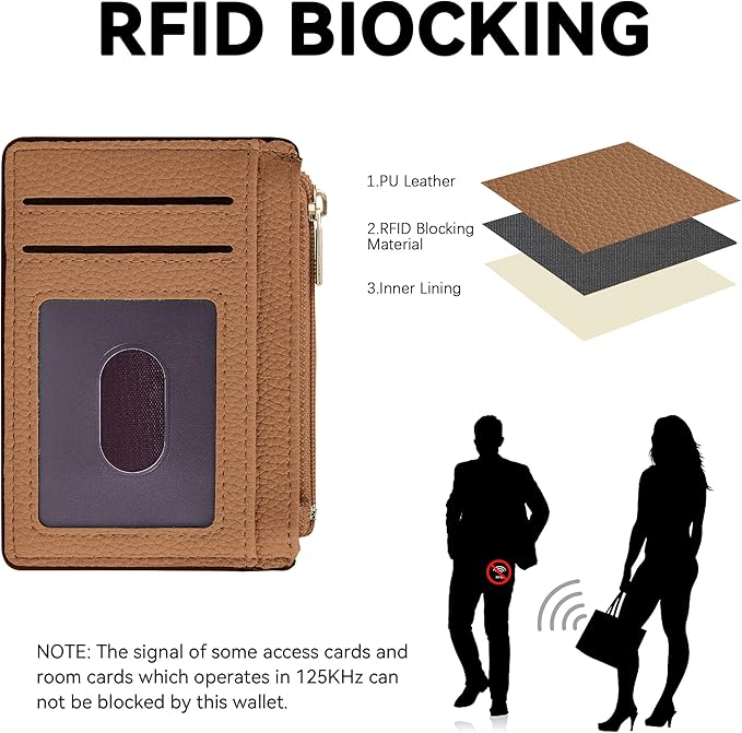Tipmile Credit Card Holder for Women Slim Minimalist Front Pocket RFID Blocking Wallet Small Compact Card Case with ID Window, Brown