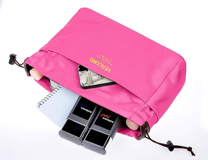 Vercord Canvas Handbag Organizers, Sturdy Purse Insert Organizer Bag in Bag, 10 Pockets Rose Large