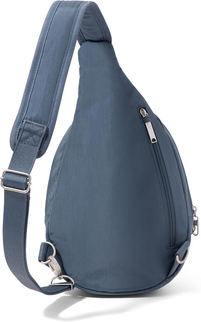 Baggallini Securtex® Anti-Theft Multi Zip Sling - Lightweight 8.6"x15.2" Travel Bag with Locking Zippers & RFID Protection