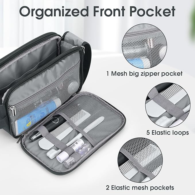 Wedama Toiletry Bag for Men, Handheld Travel Bag, Waterproof Toiletries, Thickened Polyester Dopp Kit, Toiletries Business Trips and Camping, Grey