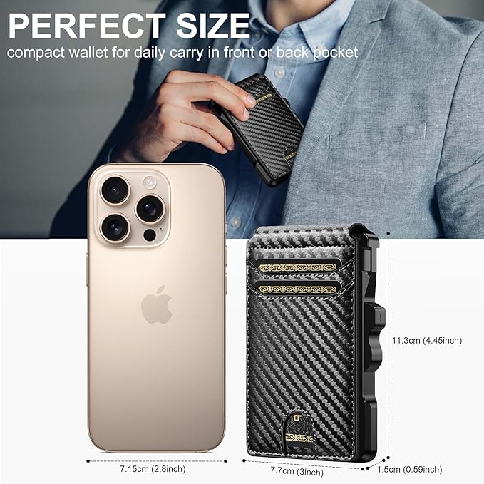 furid Smart Wallet For Men Slim: Rfid Minimalist Pop Up Wallets with Money Clip Metal Credit Card Holder - Gifts for Husband Father at Birthday Anniversary
