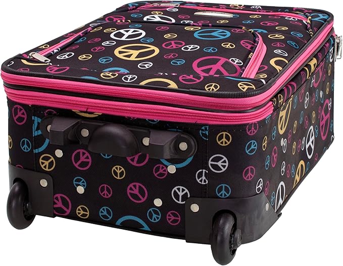 Rockland Fashion Softside Upright Luggage Set,Expandable, Wheel, Telescopic Handle, Peace, 2-Piece (14/19)