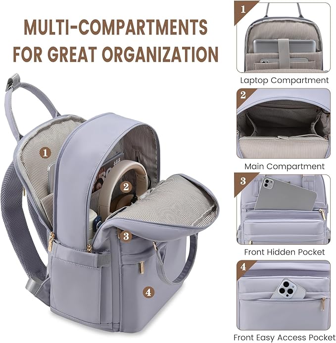 LOVEVOOK Laptop Backpack for Women 15.6 Inch Laptop Bag with USB Port, Fashion Waterproof Backpacks Teacher Nurse Stylish Travel Bags Vintage Daypacks for College Work