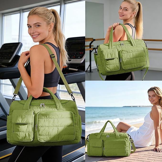 Small Gym Bag for Women, Travel Duffle Bag Carry On Weekender Bag with Shoe Compartment