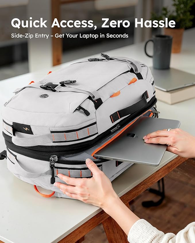 Tolaccea Travel Laptop Backpack for Men Women, 40L-50L Expandable Carry On Backpack with Wet Dry Compartment, TSA Approved Daypack Fits 16 Inch Laptop, Convertible Rucksack Duffel Bag for Work Travel