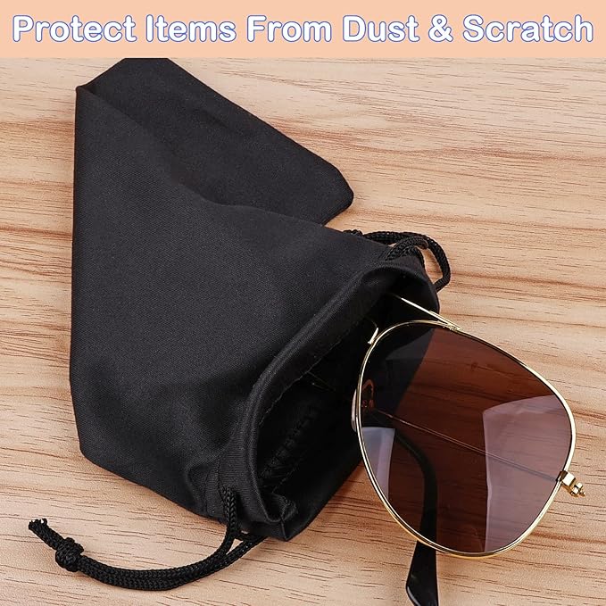 Hoiny 6 Pcs Microfiber Glasses Sunglasses Pouch with 2 Cleaning Cloths, Soft Drawstring Storage Bag for Phone, Eyeglass Case