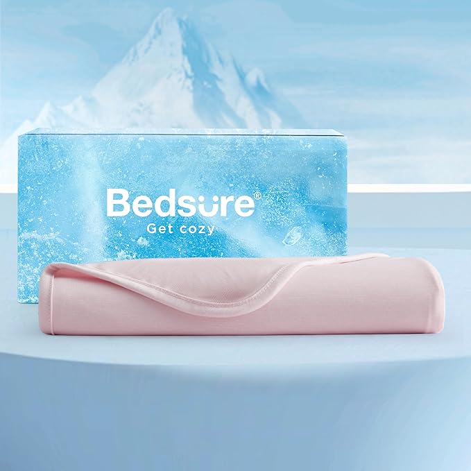 Bedsure Pink Cooling Blanket Full Size for Hot Sleepers - Summer Blanket Full Size Cold Bed Cool Arc-Chill Thin Ice Cooled Bedding with Rayon Derived from Bamboo Night Sweats Hot Flashes, 80x90