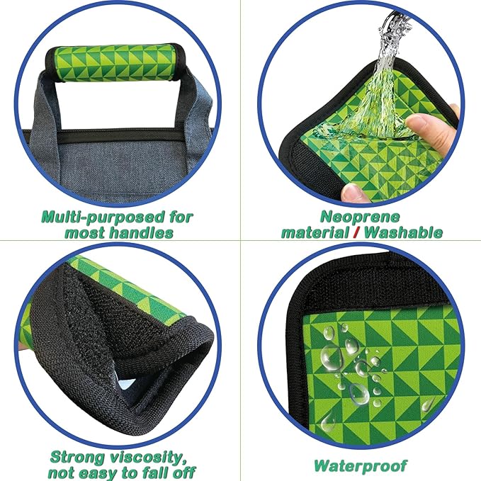 5 Pack Luggage Handle Wrap, Neoprene Suitcase Handle Cover, Bright Color Luggage Identifier for Easy Airport Pickup, Soft Grip Travel Accessories for Cruise Airplane, Green