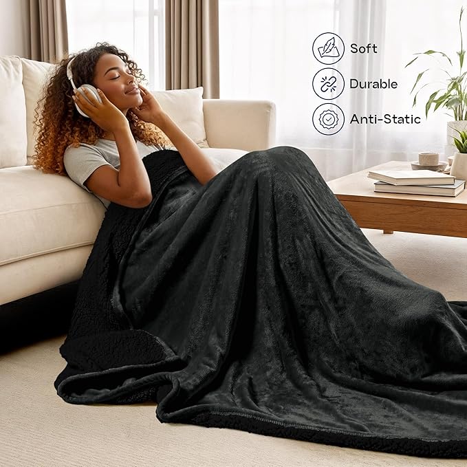 Utopia Bedding Sherpa Blanket King Size (King, 90x102 Inches) - Soft Lightweight Plush Fleece Reversible Blanket for Bed, Sofa, Couch, Camping and Travel
