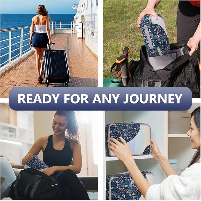 8 Set Packing Cubes for Travel, Gifts for Women Mom,Anti-Tearing Suitcase Organizer for Luggage with Shoe & Hanging Toiletry Bag,OlarHike Vacation Essentials & Accessories for Cruise Ship