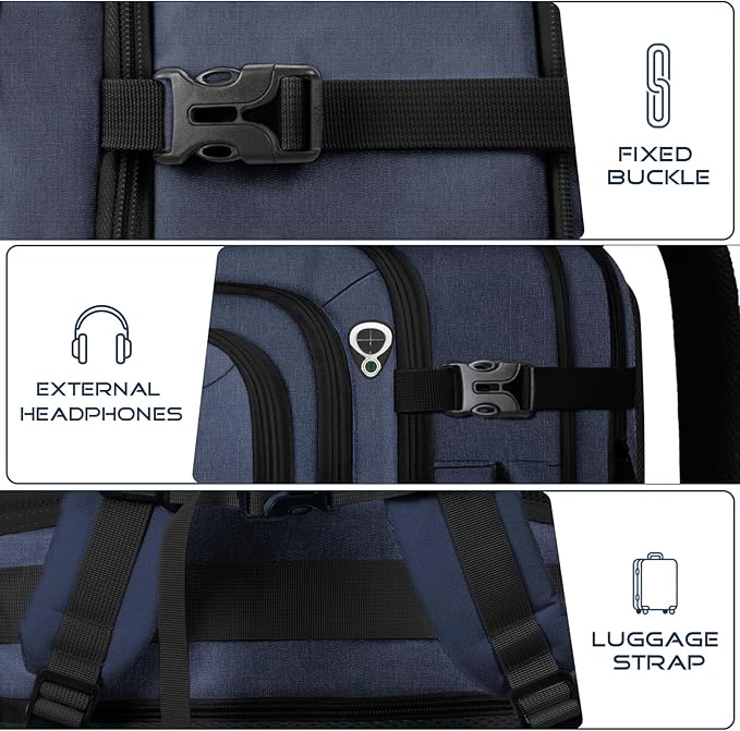 Travel Backpack for Men, Expanable Carry on Luggage Backpack, TSA 17.3 inch Laptop Bag Flight Approved, Lightweight Business Luggage Bag, Travel Gifts for Men Women, Blue