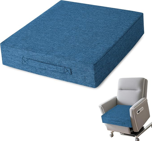 AddGrace Recliner Cushions for Elderly Thick Seat Cushion 20"x20"x4" Chair Pads with Non Slip Backing and Washable Cover for Couch Armchair Chairs Blue