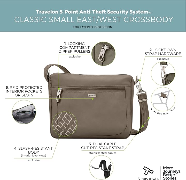 Travelon Anti-Theft Classic Small East/West Crossbody
