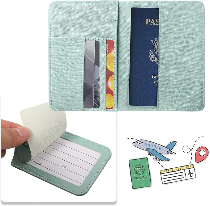 2 Pcs Passport Cover Holder for Travel Waterproof Leather Passport Wallet Case Book Travel Cruise Essentials for Women Men | 2 Pieces, Bridal, Holder, Waterproof, Holder Covers, Travel Wallet