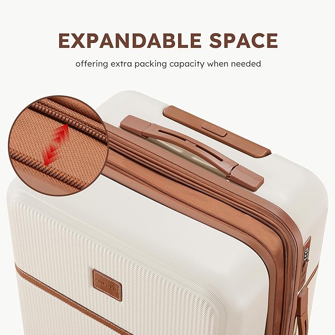 Suitour Expandable 4-Piece Luggage Set (14" 19" 23" 27") ABS Hardside Suitcase Sets with Spinner Wheels Checked Luggage Travel Suitcase