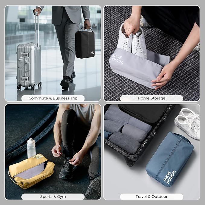 pack all Plus-Sized Stylish Shoe Bag for Travel, Water-Resistant Shoe Pouch for Gym, Smell-Proof Soccer Cleats Bag for Sport (Black)