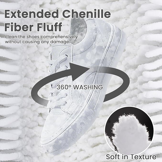 2Pcs Shoe Washing Machine Bag, Sneaker Laundry Bag for Washing Machine, Extra Long and Thick Microfibre Fluff, Reusable for Washer and Dryer (2pcs, White-gray)
