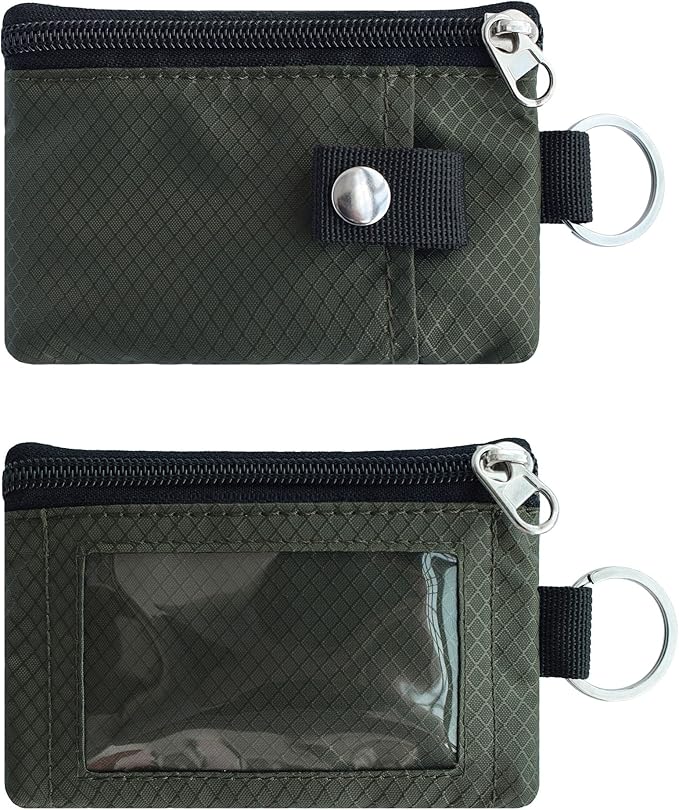 CHENSPRX Minimalist RFID Blocking Small Wallet with ID Window,WaterResistant Zip Id Case Wallet with Lanyard Keychain for Cards,Cash,Travel,Women,Men