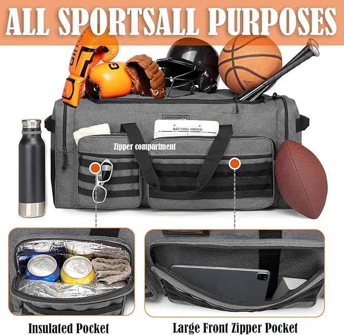 Extra Large Duffle Bag for Men, Heavy Duty Duffle Bag for Travel, Large Sports Gym Equipment Bag for Hockey Football Soccer Baseball Basketball & Team training