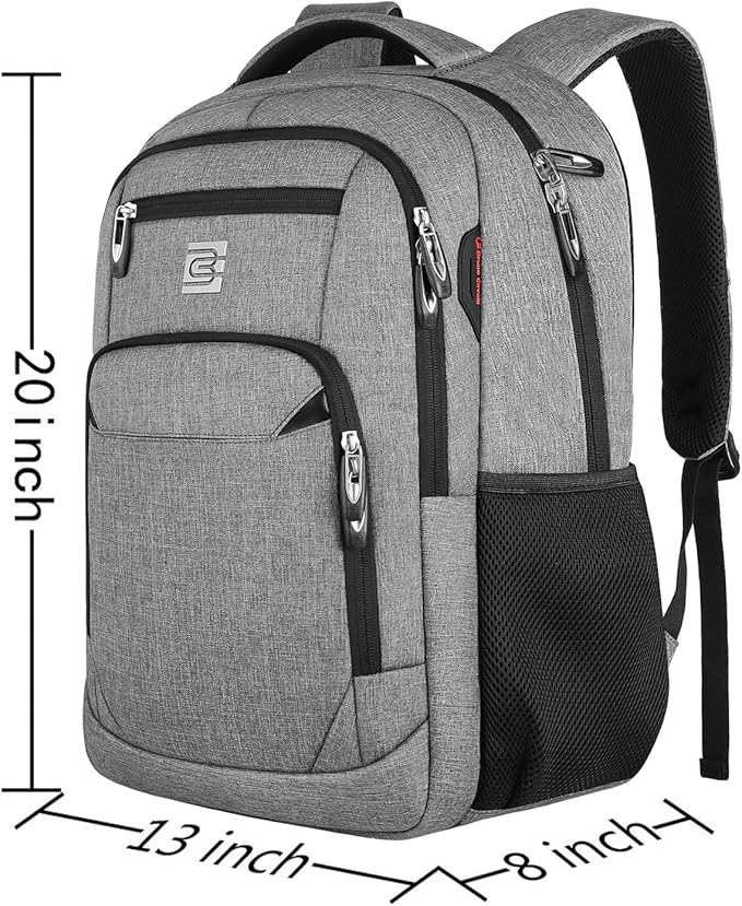 Volher 17 Inch Laptop Backpack, Business Anti Theft Slim Durable Laptops Backpack, Water Resistant College Computer Bag Gifts for Men & Women Fits 15.6 Inch Notebook-Grey