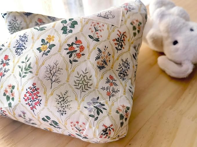 HAPPYHEIDI Large Aesthetic Floral Cotton Makeup Bag with Pocket Cute Cosmetic Travel Pouch, Make Up Organizer, Lightweigt, Zipper Closure
