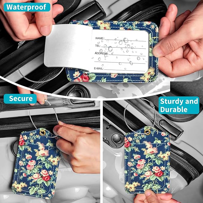 Fishent Luggage Tag, 3 Pack Travel Cruise Luggage Tags for Suitcases, Cute Suitcase Tags Identifiers Bag Tags with Privacy Flap, Baggage Name Tag for Women Men Luggage Backpack Handbag School Bag