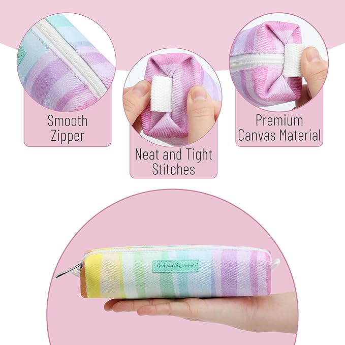 Mr. Pen- Cute Pencil Case Pouch, Rainbow Design, Multipurpose Canvas Bible Pencil Pouch (Pack of 2)