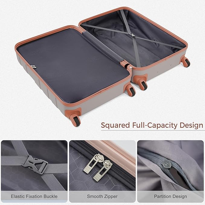 Luggage Set 3 Pcs, ABS Durable Lightweight, 360 Silent Spinner Wheels, Hardshell TSA Lock