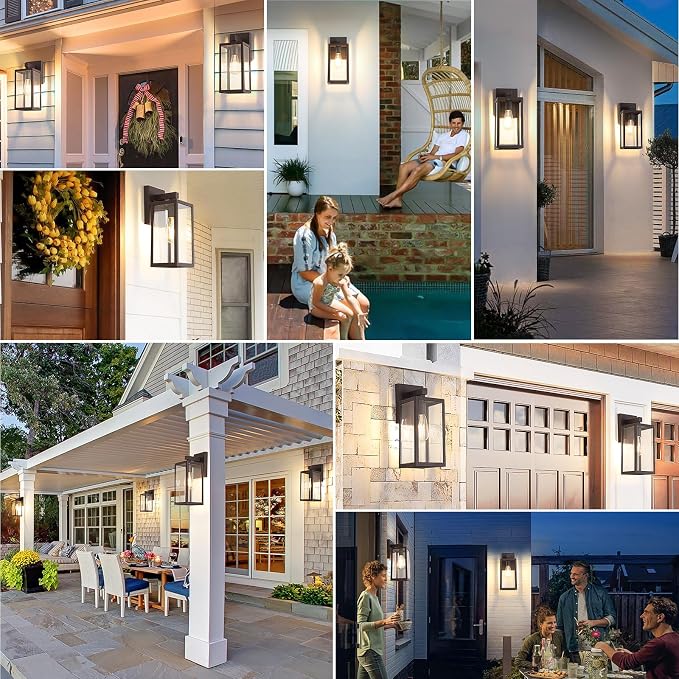 MAXvolador Outdoor Wall Light Fixture, Exterior Waterproof Wall Lantern | Porch Wall Sconce Dark Chocolate, Anti-Rust, E26 Socket, Clear Glass, Outside Wall Mount Light, Front Door Lighting for Patio