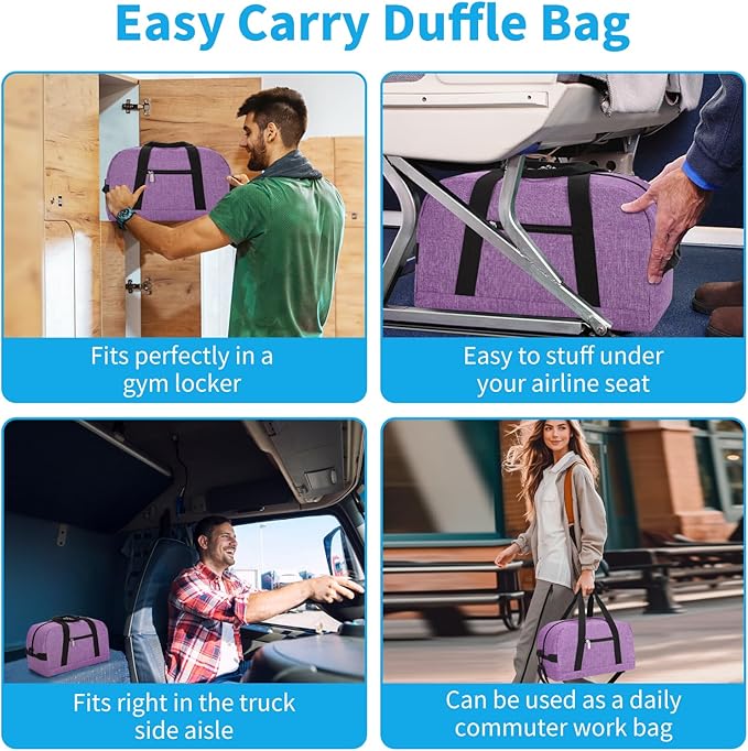 Small Gym Bag 14 inch lightweight Carry On Mini Duffel Bag for Travel Sport - Lavender Purple