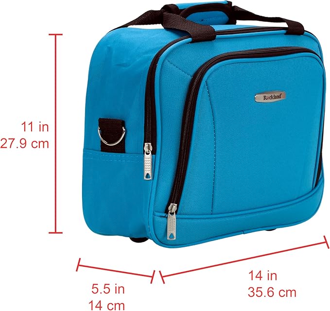 Rockland Fashion Softside Upright Luggage Set, Expandable, Wheel, Telescopic Handle,Turquoise, 2-Piece (14/19)