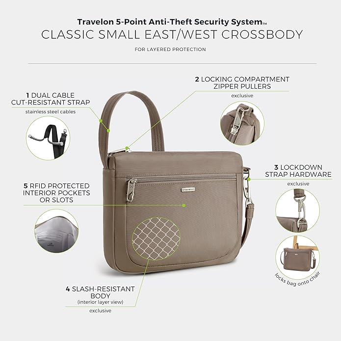 Travelon Anti-Theft Classic Small East/West Crossbody