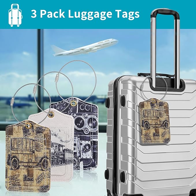 Fishent Luggage Tag, 3 Pack Travel Cruise Luggage Tags for Suitcases, Cute Suitcase Tags Identifiers Bag Tags with Privacy Flap, Baggage Name Tag for Women Men Luggage Backpack Handbag School Bag