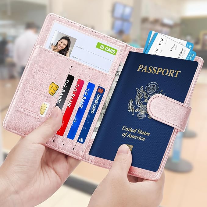Herain Passport Holder for Travel Cruise Essentials, 2 Pcs Passport Cover Wallet Case Travel Gifts Women Men Family, RFID Passports Book Card Holders Travels Accessories Must Haves