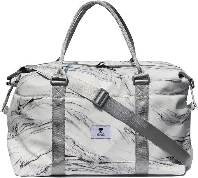 ESVAN Travel Tote Duffel Gym Bag,Weekender Overnight Carry-on Tote Crossbody Bag with Wet Pocket and Trolley Sleeve Upgraded