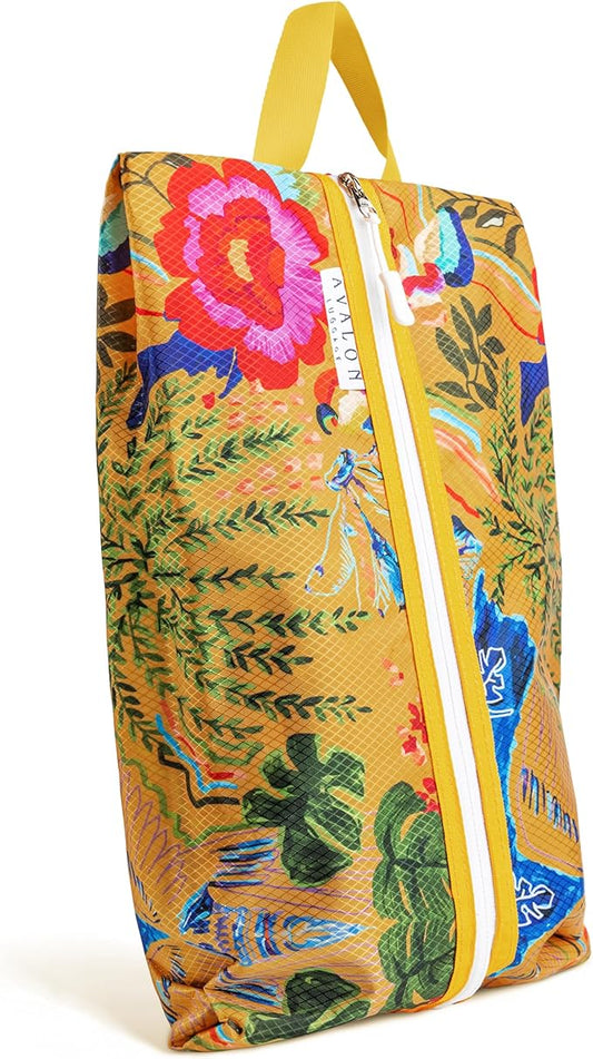 Shoe Bags for Travel - Footwear Organizer for Suitcases, Gym, Work Trips (Yellow Flower)