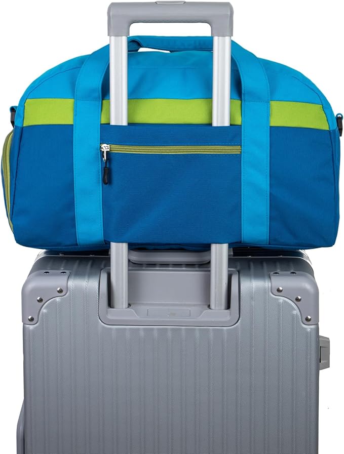 HawLander Kids Duffle Bag for Boys or Girls, Fit Sports Practice, or Overnight Travel Weekend (Blue)