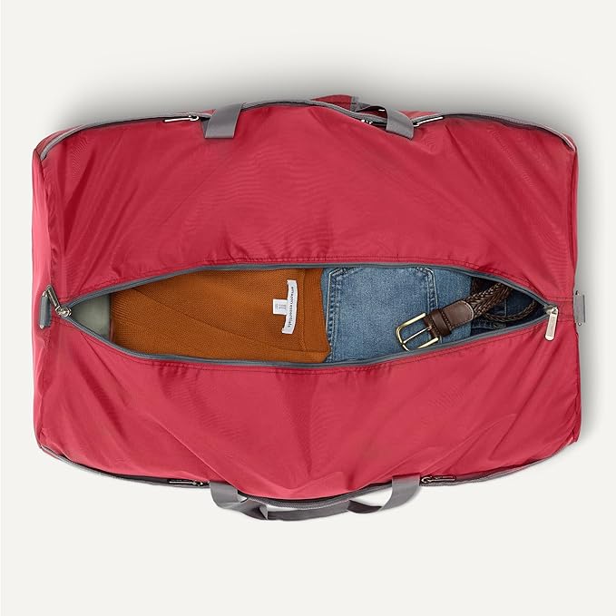 Amazon Essentials Extra Large Foldable Nylon Duffel Bag for Travel/Storage with Zippered Pockets, 32.4", 150L, 50-LBS Capacity, Red (Previously Amazon Basics)