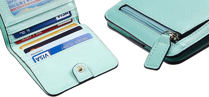Toughergun Women’s Small Slim Leather Wallet with RFID Protection, Compact Bifold Mini Purse with Clear ID Window