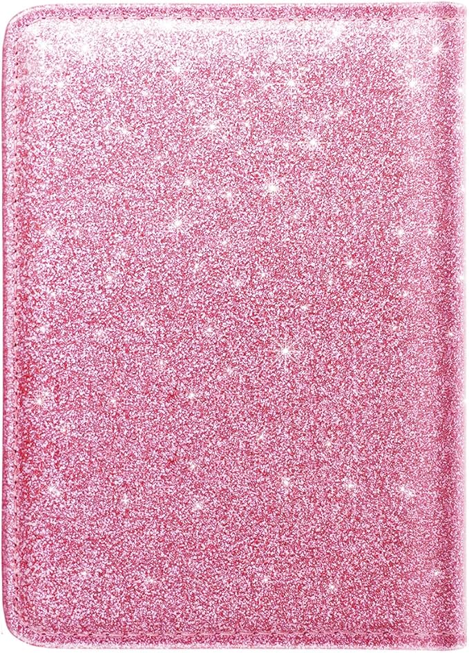 Passport Holder Cover,Traveling Passport Case Cute Passport Wallet for Women,Peach Glitter