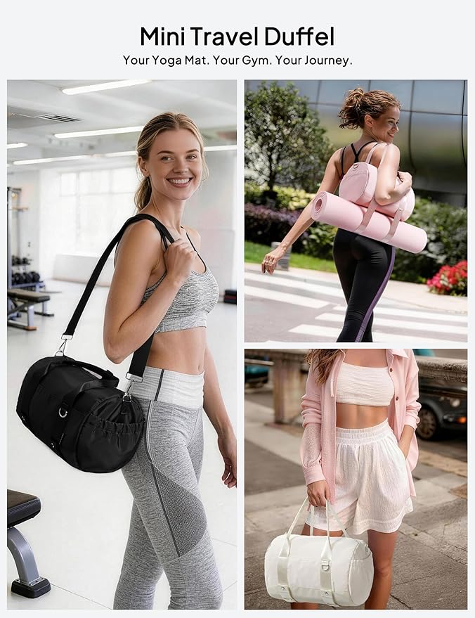 TOPEAST Small Gym Bag for Women, Mini Sports Yoga Bag with Yoga Mat Holder, Small Pink Gym Bag Overnight Weekender Duffle Handbag for Travel Dance Workout