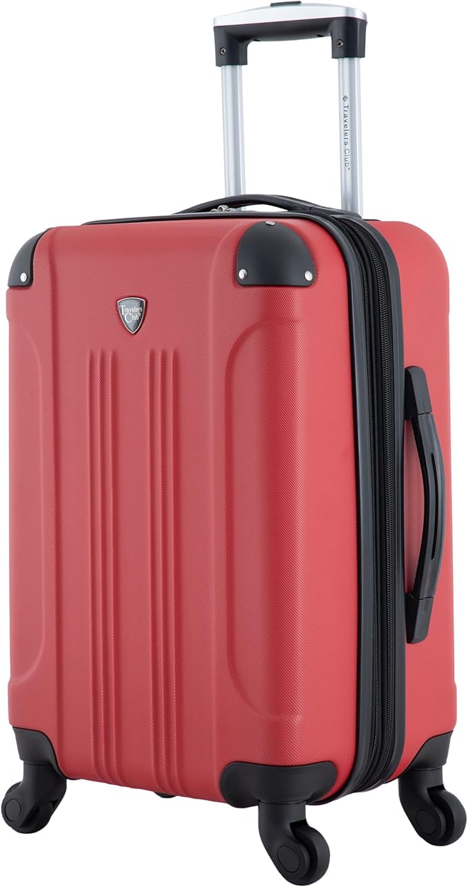 Travelers Club Chicago Hardside Expandable Spinner Luggage, Red, 5 Piece Set