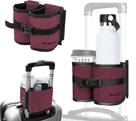 Luggage Cup Holder Attachment. Hands-Free Drink Carrier for Coffee, Tumblers & Bottles. Travel Essential to Pack on Your Next Adventure. A for Jet-Setters & Flight Attendants