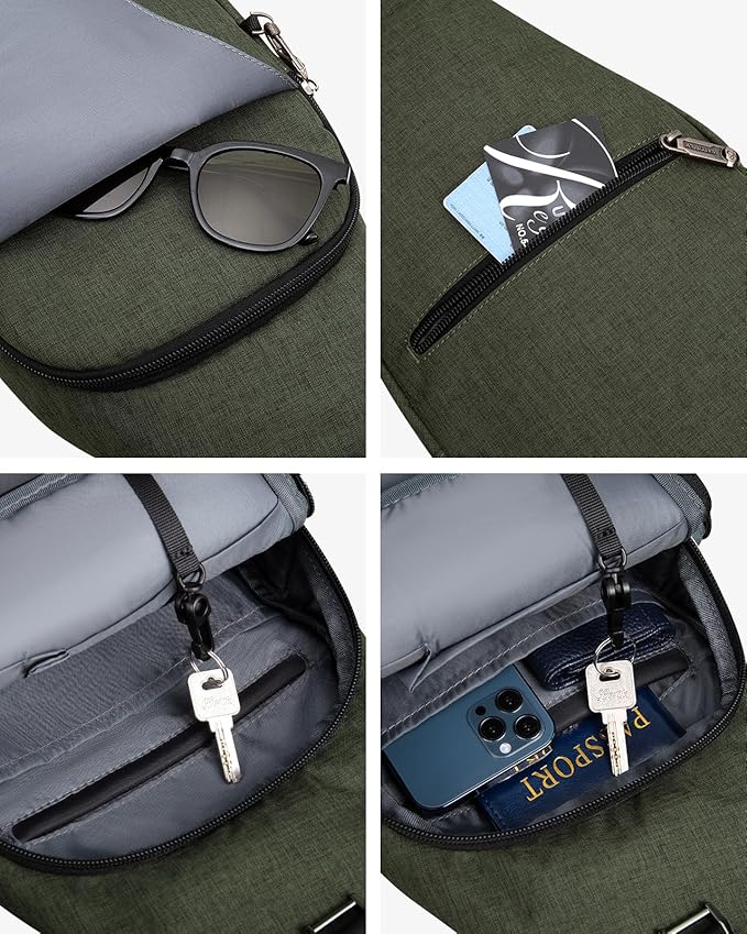 WATERFLY Medium Crossbody Sling Backpack Anti Theft Backpack for Traveling Chest Shoulder Bag