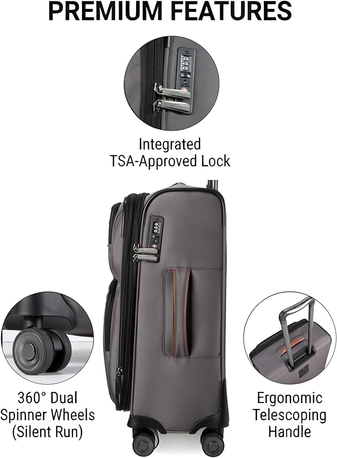 Ricardo Beverly Hills Montecito 3.0 Softside Luggage Collection – Expandable Suitcases with Wheels and TSA Lock, 29" Large Check-In, French Gray