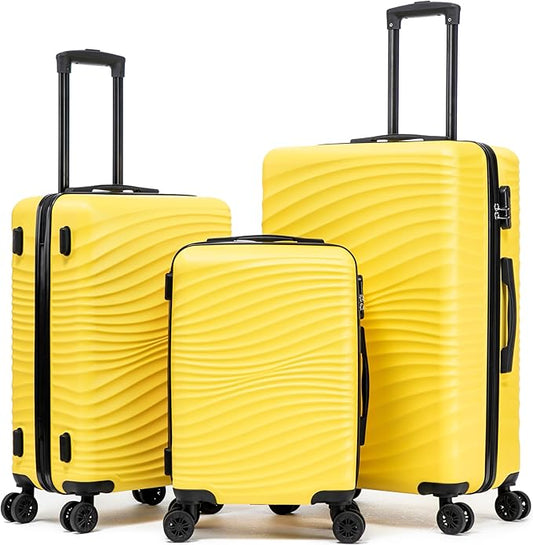 Luggage Sets 3 Piece, ABS Suitcase Set (20/24/28), Hardside luggage with Spinner Wheels, Travel Luggage, 14x8x9 Airline Approved Carry on, Lightweight Luggage with High-Security Lock